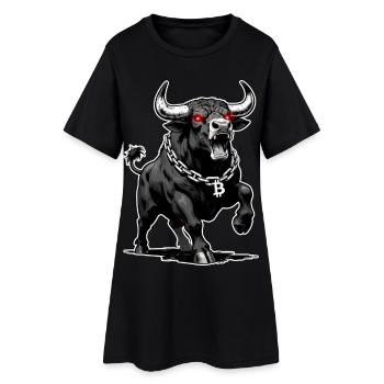 Bitcoin Bulle rote Laseraugen Krypto Bullrun - Frauen T-Shirt-Kleid - Schwarz - Vorne