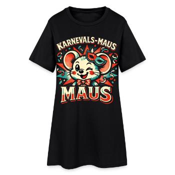 Karnevalsmaus Kostüm Damen Lustig Fasching  - Frauen T-Shirt-Kleid - Schwarz - Vorne