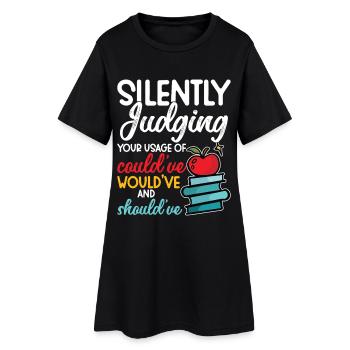 Enseignant d’anglais Premier jour d’école - Robe T-shirt Femme - noir - Devant