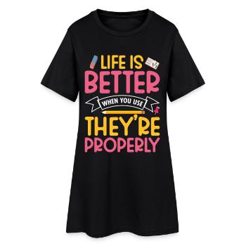 Enseignant d’anglais à la rentrée à l’école - Robe T-shirt Femme - noir - Devant