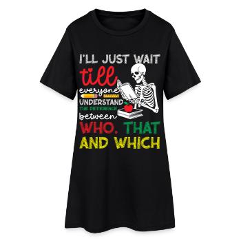 Professeur d’anglais en arts du langage le premier jour d’école - Robe T-shirt Femme - noir - Devant