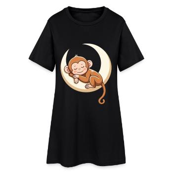 Singe endormi sur un oreiller lunaire - Robe T-shirt Femme - noir - Devant