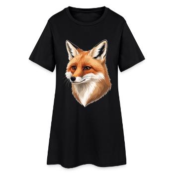 Fox Head Illustration: Warm Nature Tones - Women’s T-Shirt Dress - black - Front