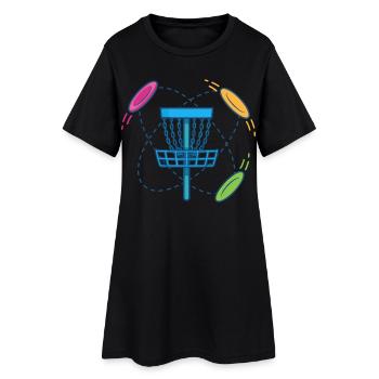 Scène du panier et des disques volants de disc golf - Robe T-shirt Femme - noir - Devant