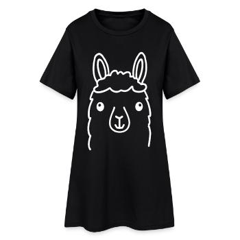 Illustration de la tête d’un lama alpaga mignonne - Robe T-shirt Femme - noir - Devant