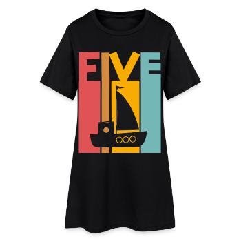 5th Birthday Sailing Ship - Women’s T-Shirt Dress - black - Front