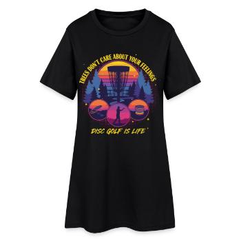 Disc Golf ist Leben Bäume kümmern sich nicht um Gefühle - Frauen T-Shirt-Kleid - Schwarz - Vorne