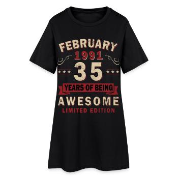 Februar 1991 - Geschenk Februar 1991 - Frauen T-Shirt-Kleid - Schwarz - Vorne