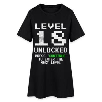 Level 18 Unlocked - Frauen T-Shirt-Kleid - Schwarz - Vorne