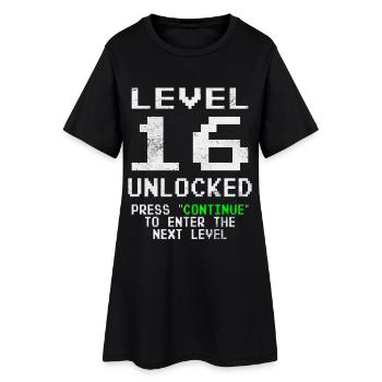 Niveau débloqué Anniversaire du joueur 16 ans - Robe T-shirt Femme - noir - Devant