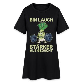 Haltérophile BIN LEEK PLUS FORT QUE PRÉVU Drôle - Robe T-shirt Femme - noir - Devant