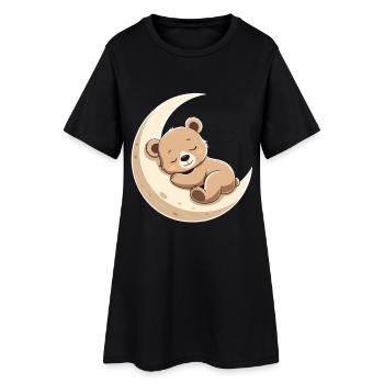 Ours câlin de lune dans un rêve - Robe T-shirt Femme - noir - Devant