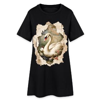 cygne - Robe T-shirt Femme - noir - Devant