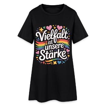 Vielfalt ist unsere Stärke Regenbogen LGBTQ Pride - Frauen T-Shirt-Kleid - Schwarz - Vorne
