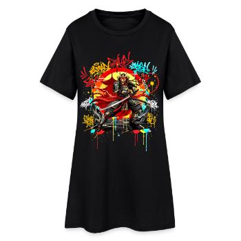 Art urbain de rue samouraï Style graffiti japonais - Robe T-shirt Femme - noir - Devant