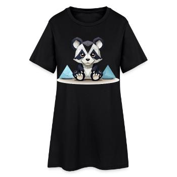 Low-Poly Panda am Eisgebirge - Frauen T-Shirt-Kleid - Schwarz - Vorne