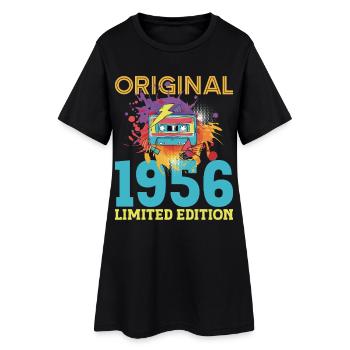 Anniversaire 70 ans 1956 Cassette Vintage Rétro - Robe T-shirt Femme - noir - Devant