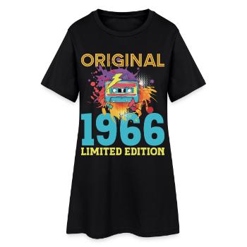 60 Year Old Birthday 1966 Retro Vintage Cassette - Women’s T-Shirt Dress - black - Front