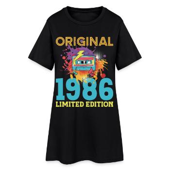 Anniversaire 40 ans 1986 Cassette Vintage Rétro - Robe T-shirt Femme - noir - Devant