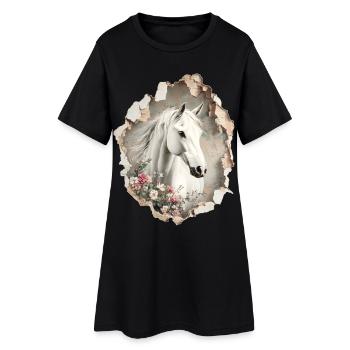 Fleurs de cheval - Robe T-shirt Femme - noir - Devant