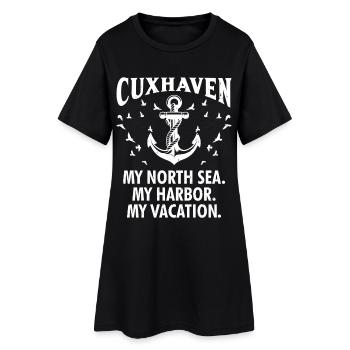Cuxhavener MEINE NORDSEE MEIN HAFEN CUXHAVEN - Frauen T-Shirt-Kleid - Schwarz - Vorne