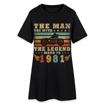 45e anniversaire motard motard 1981 - Robe T-shirt Femme - noir - Devant