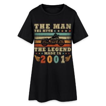 25e anniversaire motard motard 2001 - Robe T-shirt Femme - noir - Devant