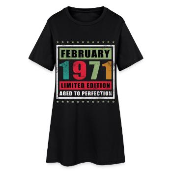 Février 1971 anniversaire Février 1971 Février - Robe T-shirt Femme - noir - Devant
