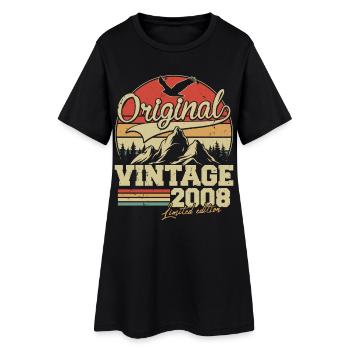 Original 2008 Vintage Vintage Birthday Retro - Women’s T-Shirt Dress - black - Front