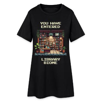 Entrer dans le biome de la bibliothèque | Bibliothèque Lecture de livres - Robe T-shirt Femme - noir - Devant