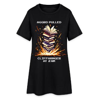 Aggro Drawn | Cliffhanger Reading Night Owl - Women’s T-Shirt Dress - black - Front