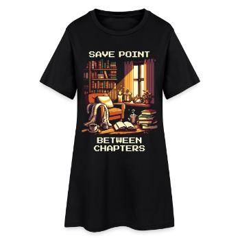 Point de sauvegarde entre les chapitres | Lecture, pause, lecture - Robe T-shirt Femme - noir - Devant