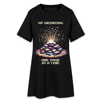 XP grinden | Seite für Seite Lesemotivation - Frauen T-Shirt-Kleid - Schwarz - Vorne