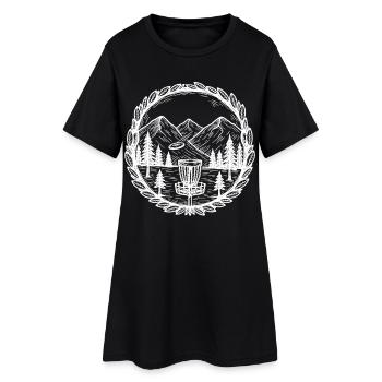 Disc Golf Scène Montagne Basket Volant - Robe T-shirt Femme - noir - Devant