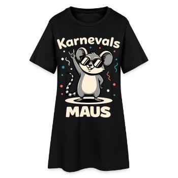 Karneval Rockmusik Karnevalsmaus Niedlich - Frauen T-Shirt-Kleid - Schwarz - Vorne