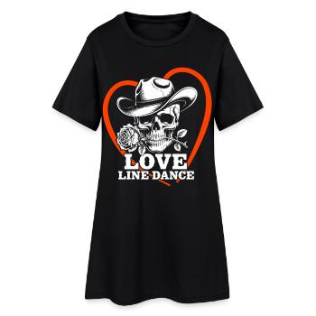Love Line Dance Skull - Women’s T-Shirt Dress - black - Front