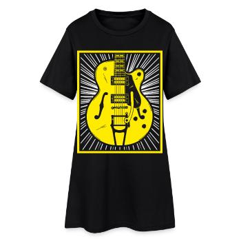 Retro-Gitarren-Silhouette - Frauen T-Shirt-Kleid - Schwarz - Vorne