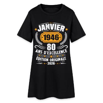 Vintage Janvier 1946 Cadeau D'anniversaire 80 Ans - Robe T-shirt Femme - noir - Devant
