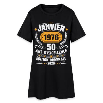 Vintage Janvier 1976 Cadeau D'anniversaire 50 Ans - Robe T-shirt Femme - noir - Devant