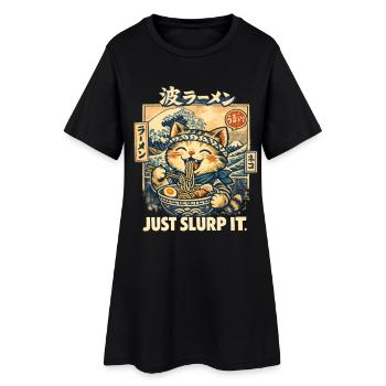 Cat Frames Ukiyoe Anime Manga Kawaii - Women’s T-Shirt Dress - black - Front