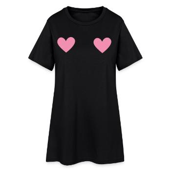 Doubles cœurs - Robe T-shirt Femme - noir - Devant