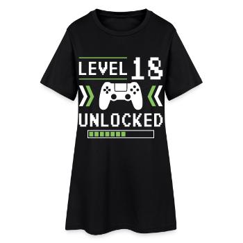 18th Birthday Gamer Gamer Level 18 Unlocked - Women’s T-Shirt Dress - black - Front