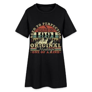 Fabriqué en 1991 - Année de naissance - Robe T-shirt Femme - noir - Devant