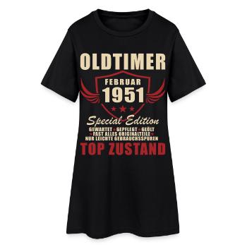 Février 1951 Voiture classique d’anniversaire 1951 - Robe T-shirt Femme - noir - Devant