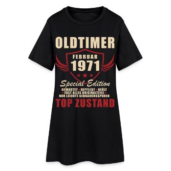 Février 1971 Voiture classique d’anniversaire 1971 - Robe T-shirt Femme - noir - Devant