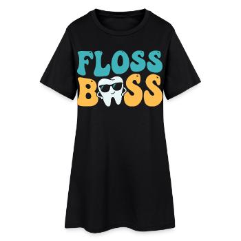 Zahnseide-Zahnarztassistent Zahnarzt - Frauen T-Shirt-Kleid - Schwarz - Vorne