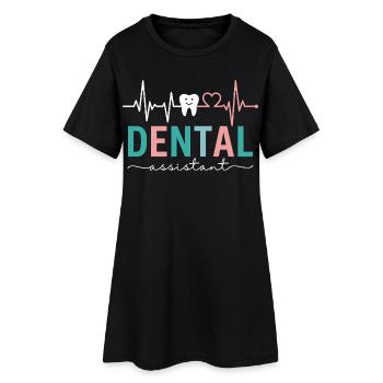 Heartbeat Dental Assistant Dentist - Women’s T-Shirt Dress - black - Front