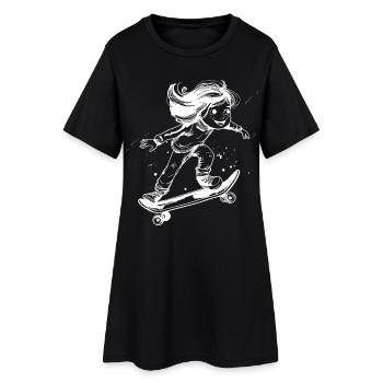 Skateboarding Girl Drawing - Women’s T-Shirt Dress - black - Front