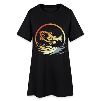 Pêche de style rétro - Robe T-shirt Femme - noir - Devant