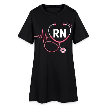 RN Heartbeat Stethoscope - Women’s T-Shirt Dress - black - Front